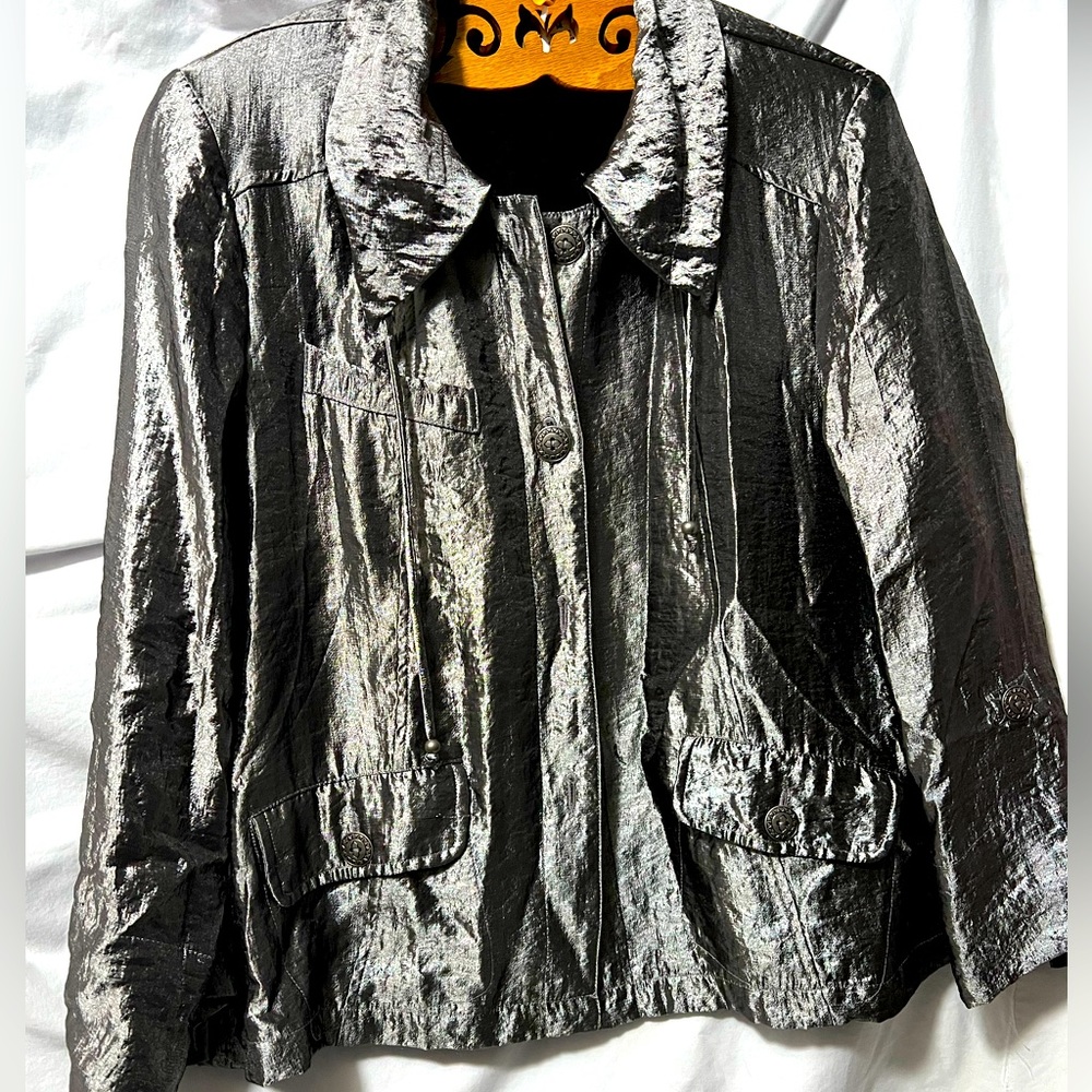 Ruby Red Jacket Size 14 Silver Metallic - image 1